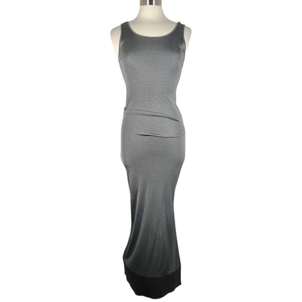 Tehen Women's Bodycon Maxi Dress 2 Gray Knit Sleeveless Stretch Cocktail